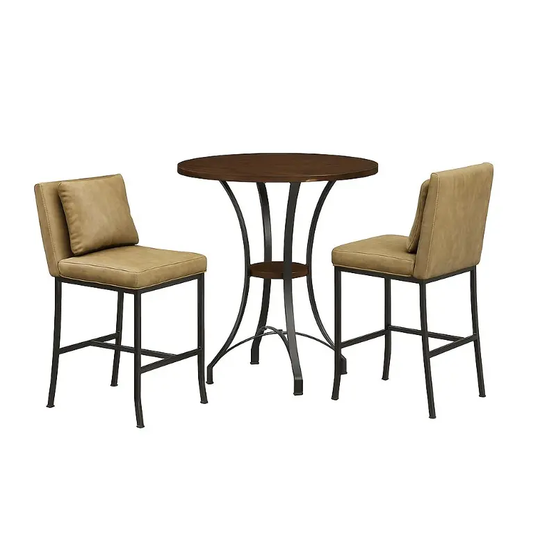 Winslow Taupe and Dark Brown 3-Piece Pub Dining Set