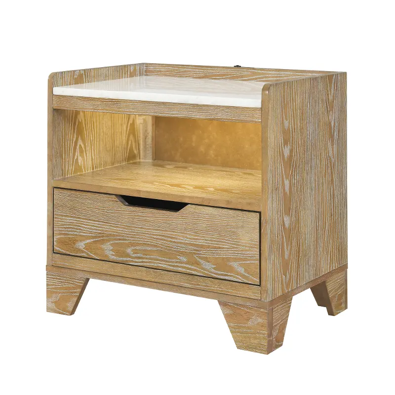 Harlyn Natural Marble Top Lit USB Nightstand