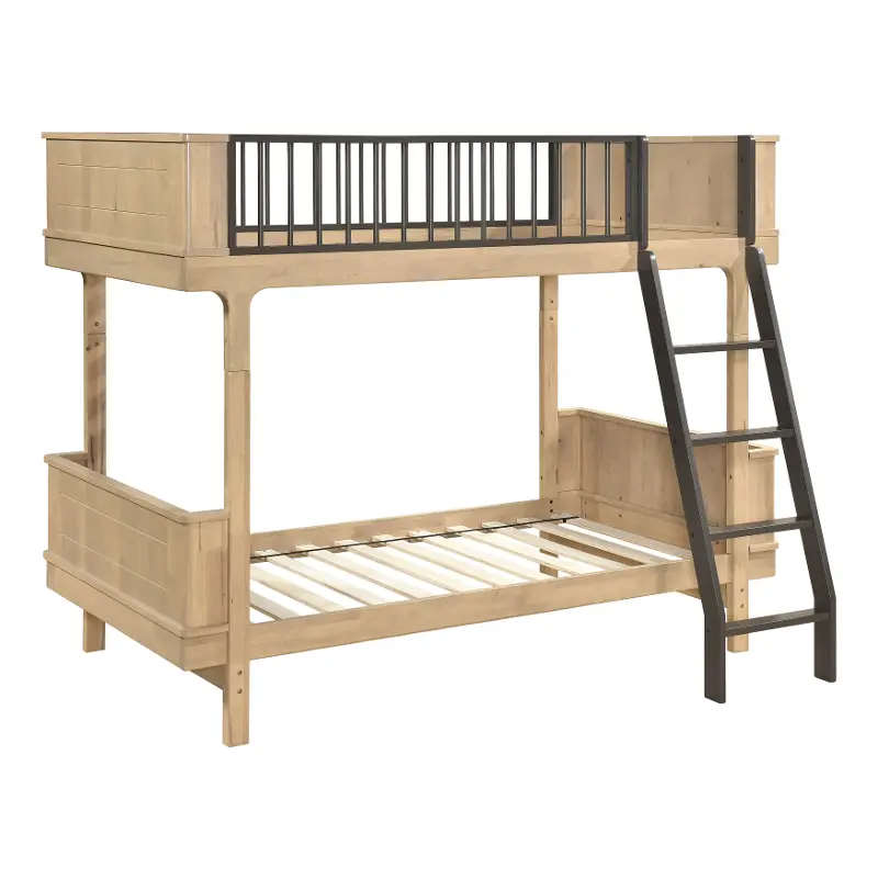 Spenser Black and Natural Twin-Over-Twin Bunk Bed