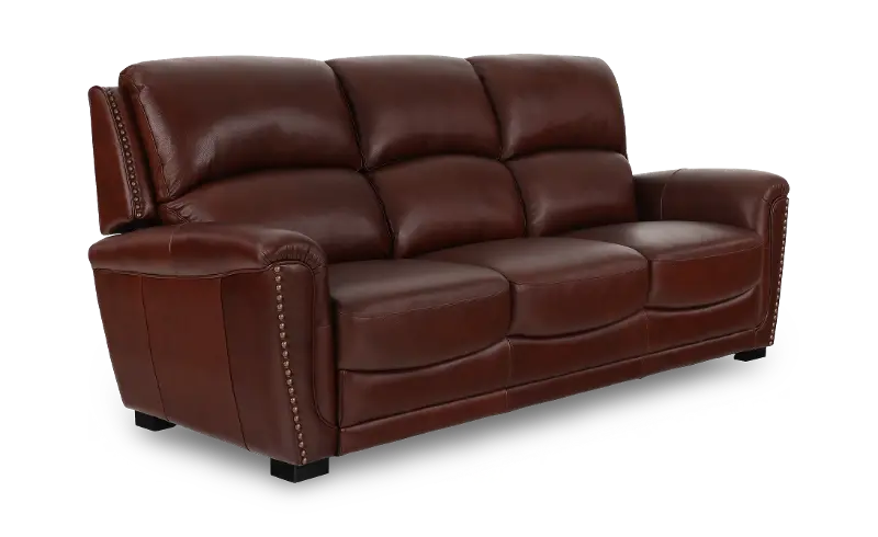 Edison Red Brown Leather Sofa