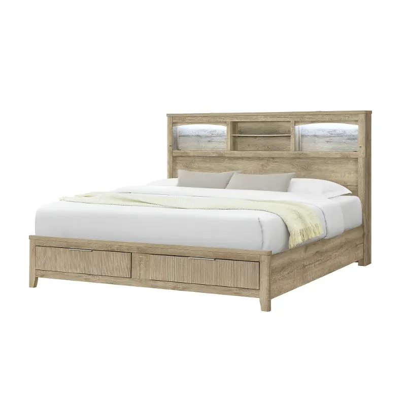 Wesley Natural Oak King Storage Bed