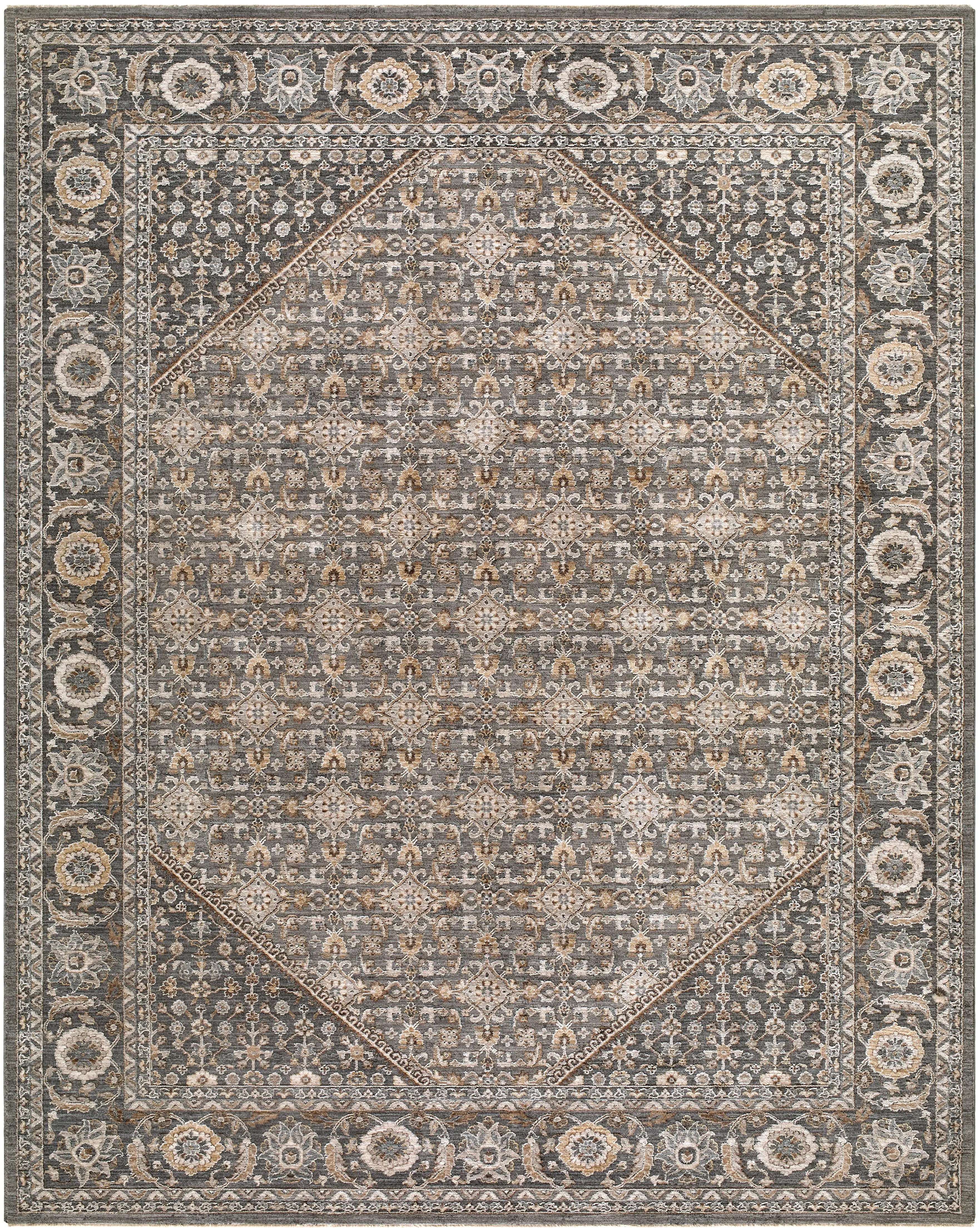 ACZ2314-710102 Arda 8 x 10 Charcoal and Brown Medallion Area Rug-1