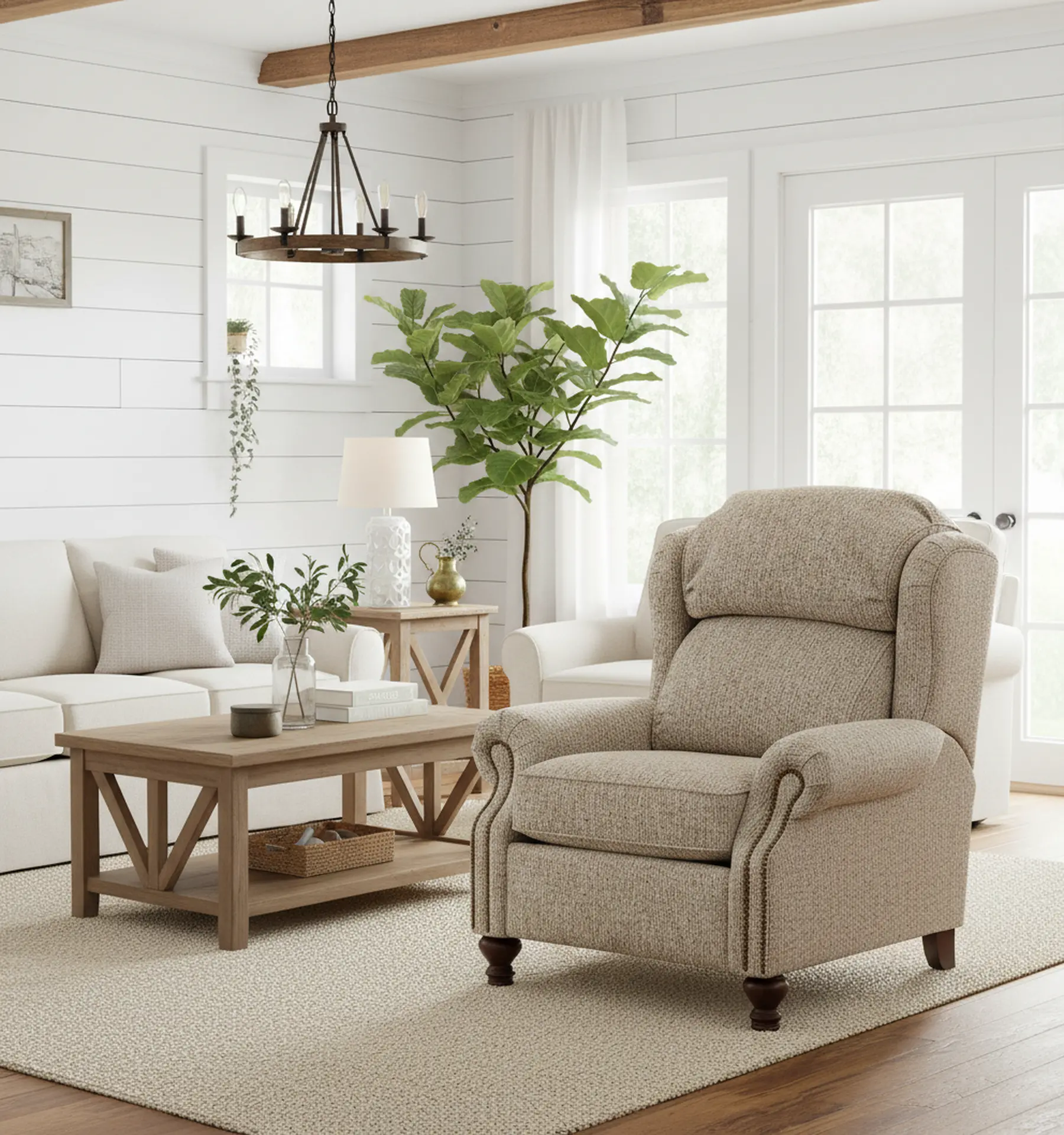 Della Birch Beige Tilt-Back Chair-2