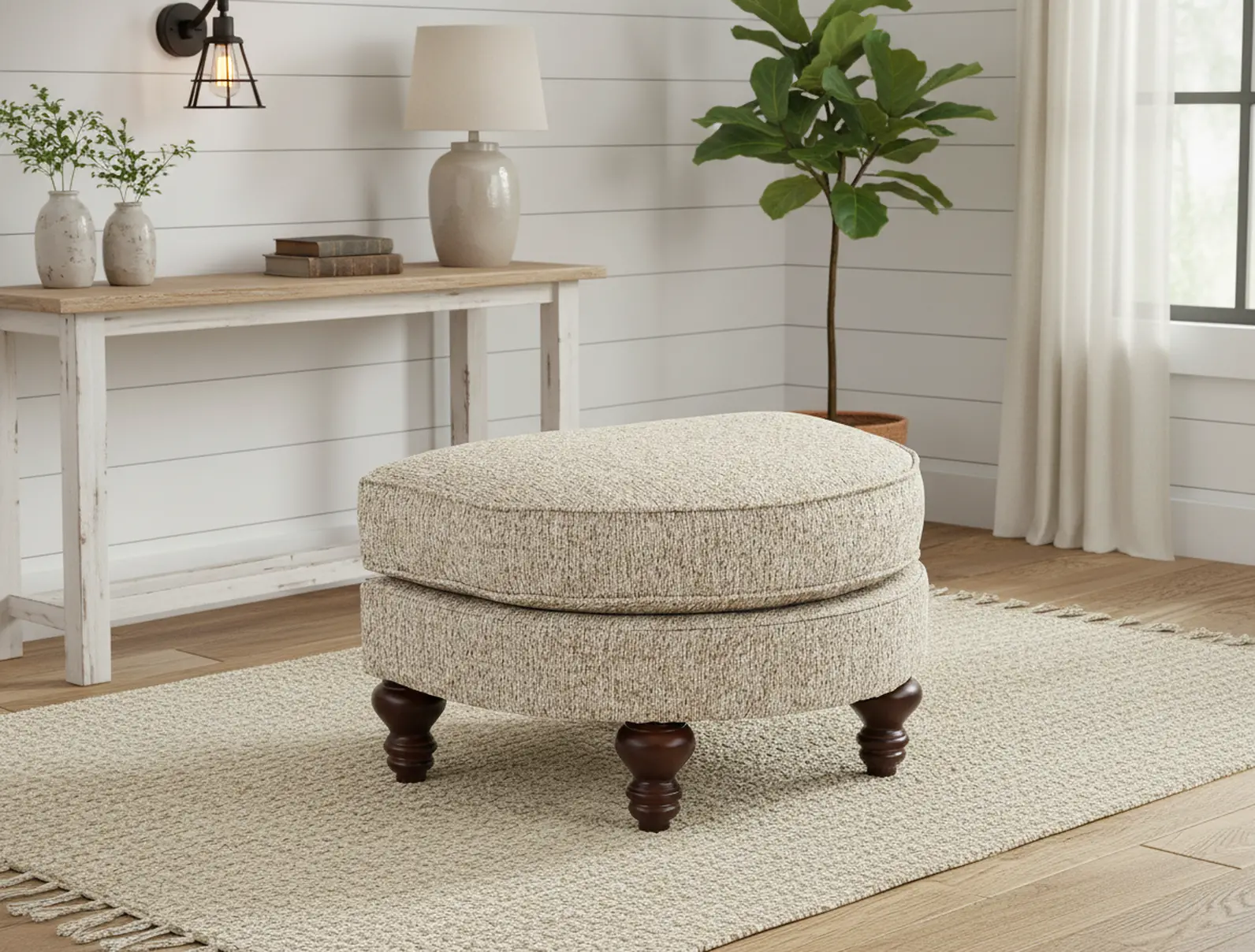Della Birch Beige Half-Round Ottoman-2