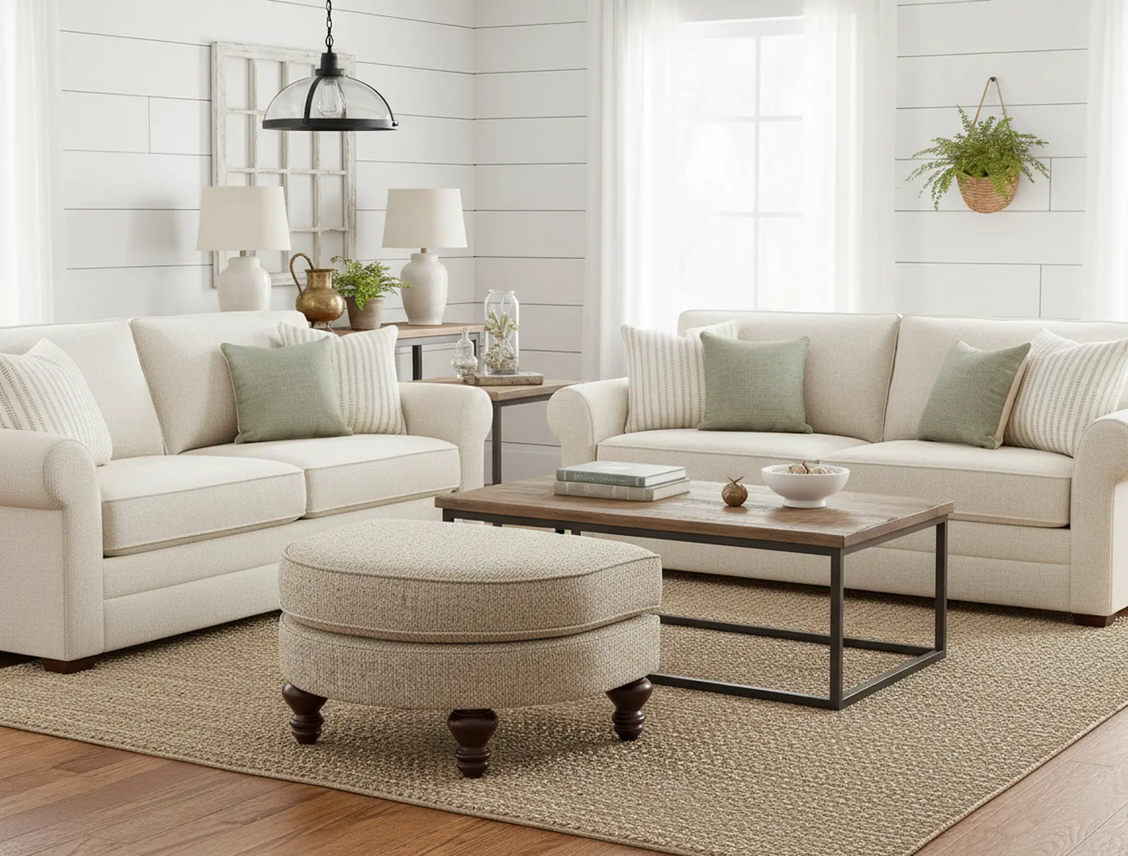 Della Birch Beige Half-Round Ottoman-9