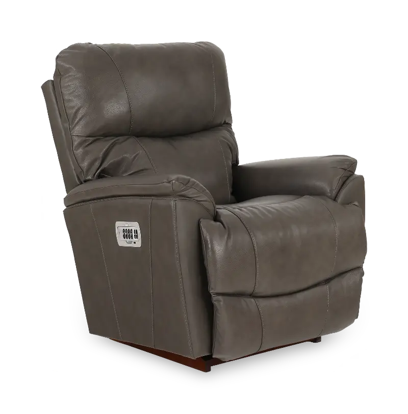 Trouper Gray Leather Power Rocker Recliner
