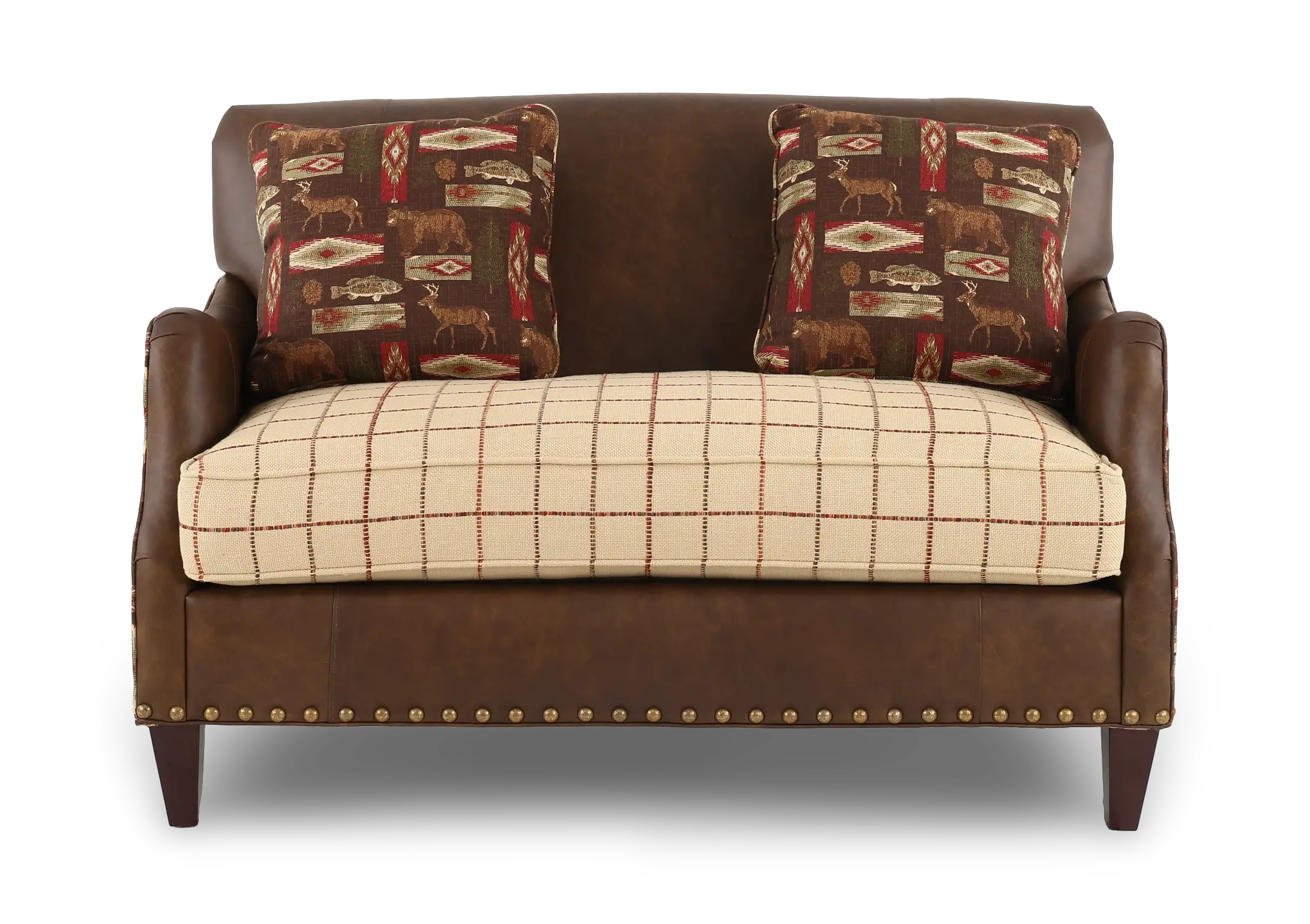 Eastwood Rustic Wilderness Print and Faux Leather Settee-1