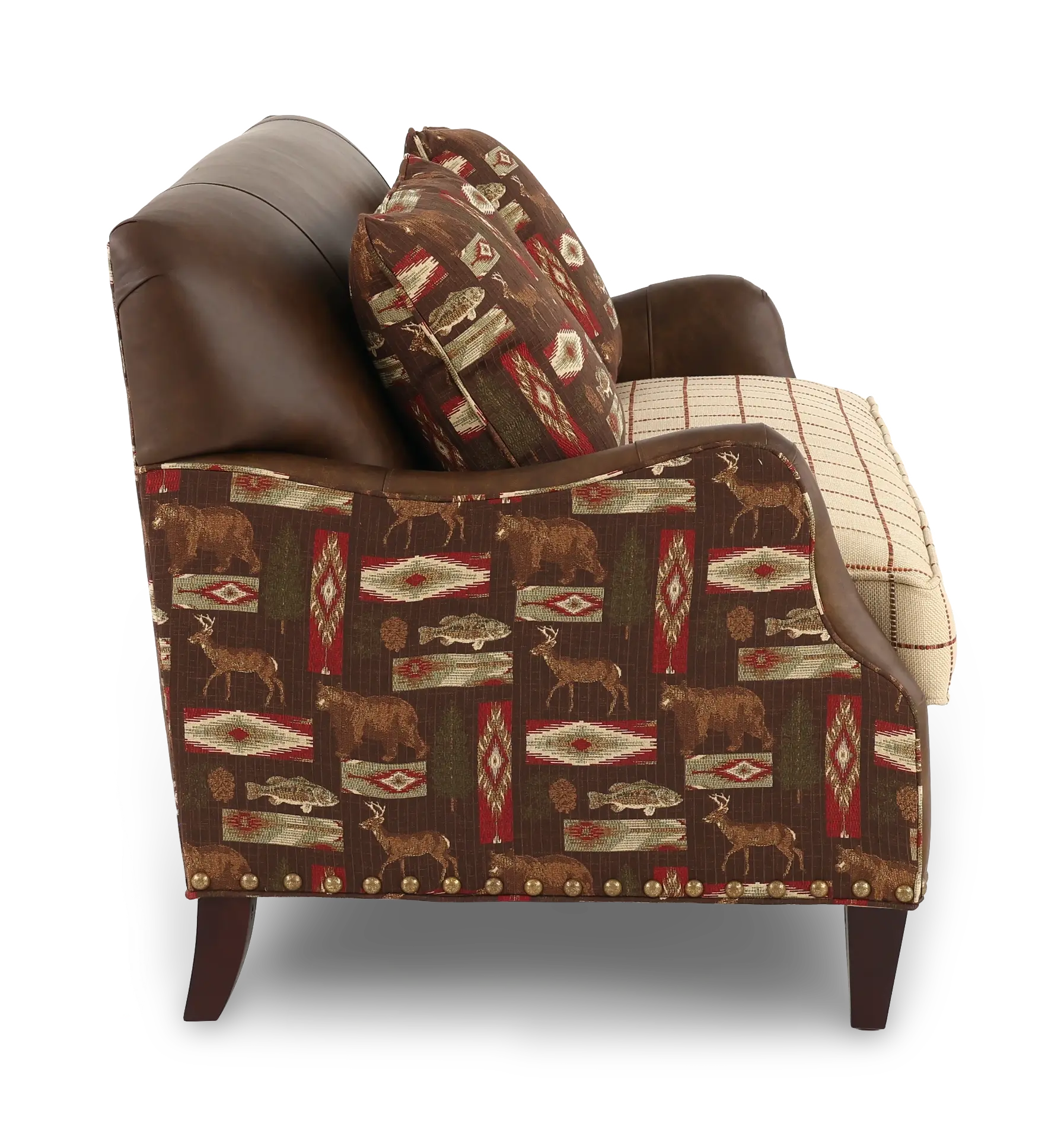 Eastwood Rustic Wilderness Print and Faux Leather Settee-5