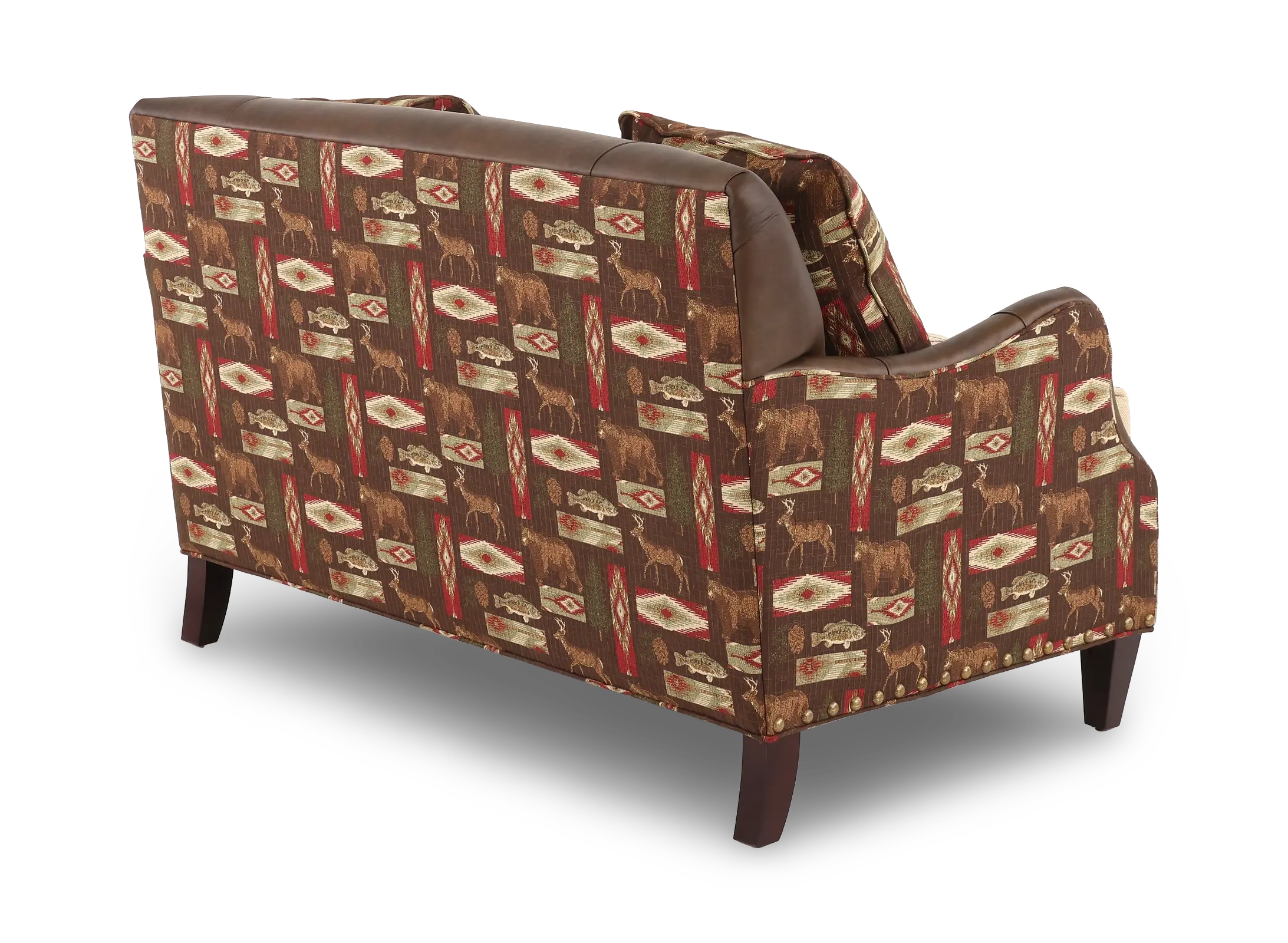 Eastwood Rustic Wilderness Print and Faux Leather Settee-6