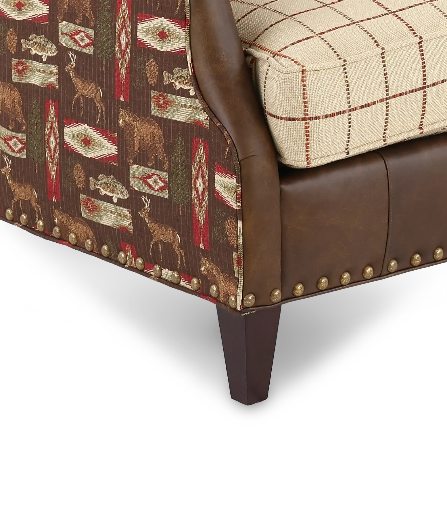 Eastwood Rustic Wilderness Print and Faux Leather Settee-7