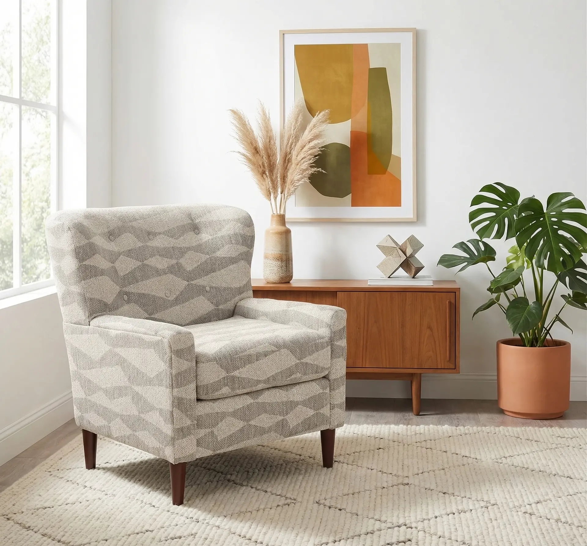 Cash Gray Geometric Accent Chair-2