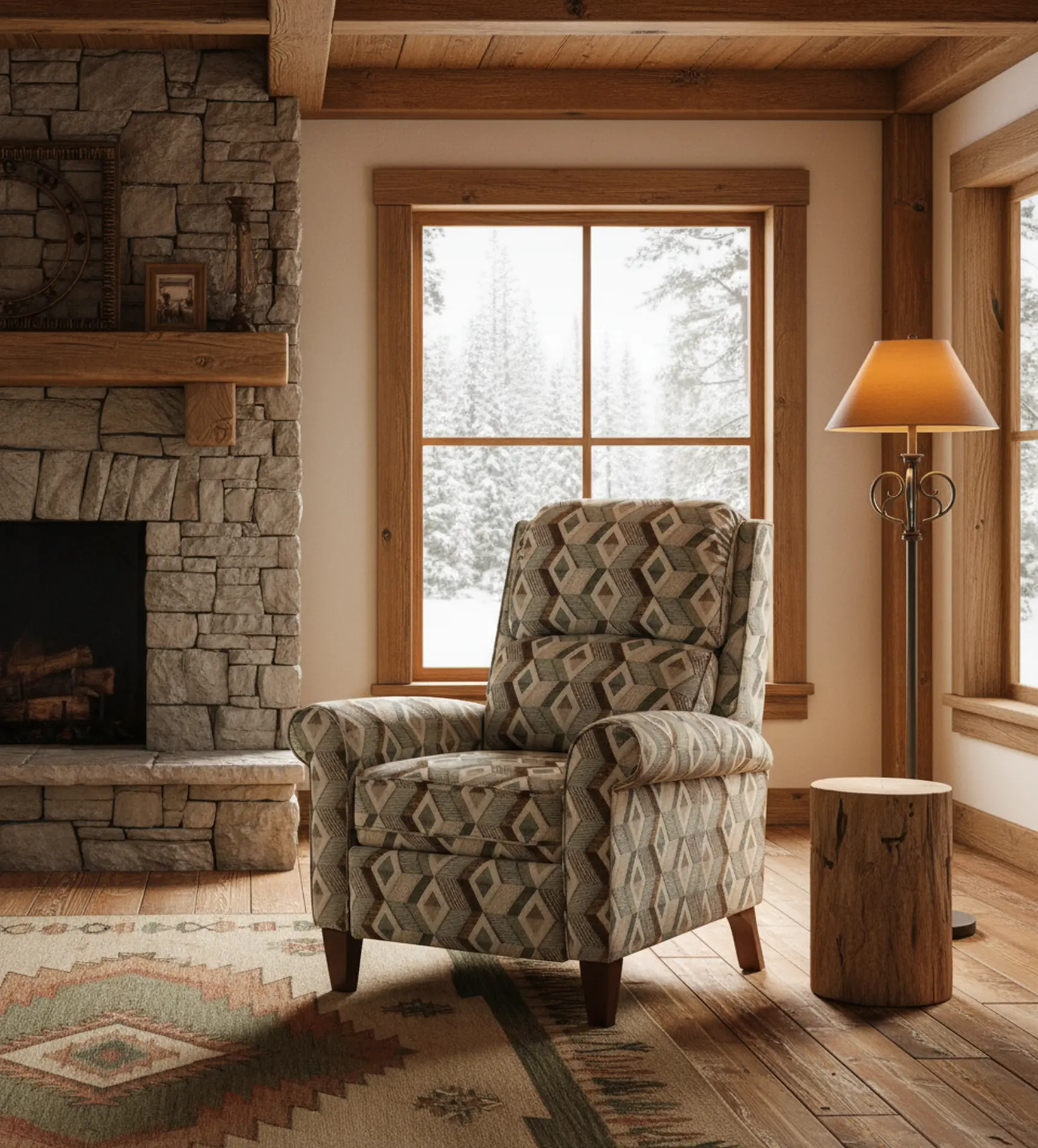 Kenzie Gray Geometric Push Back Recliner-2