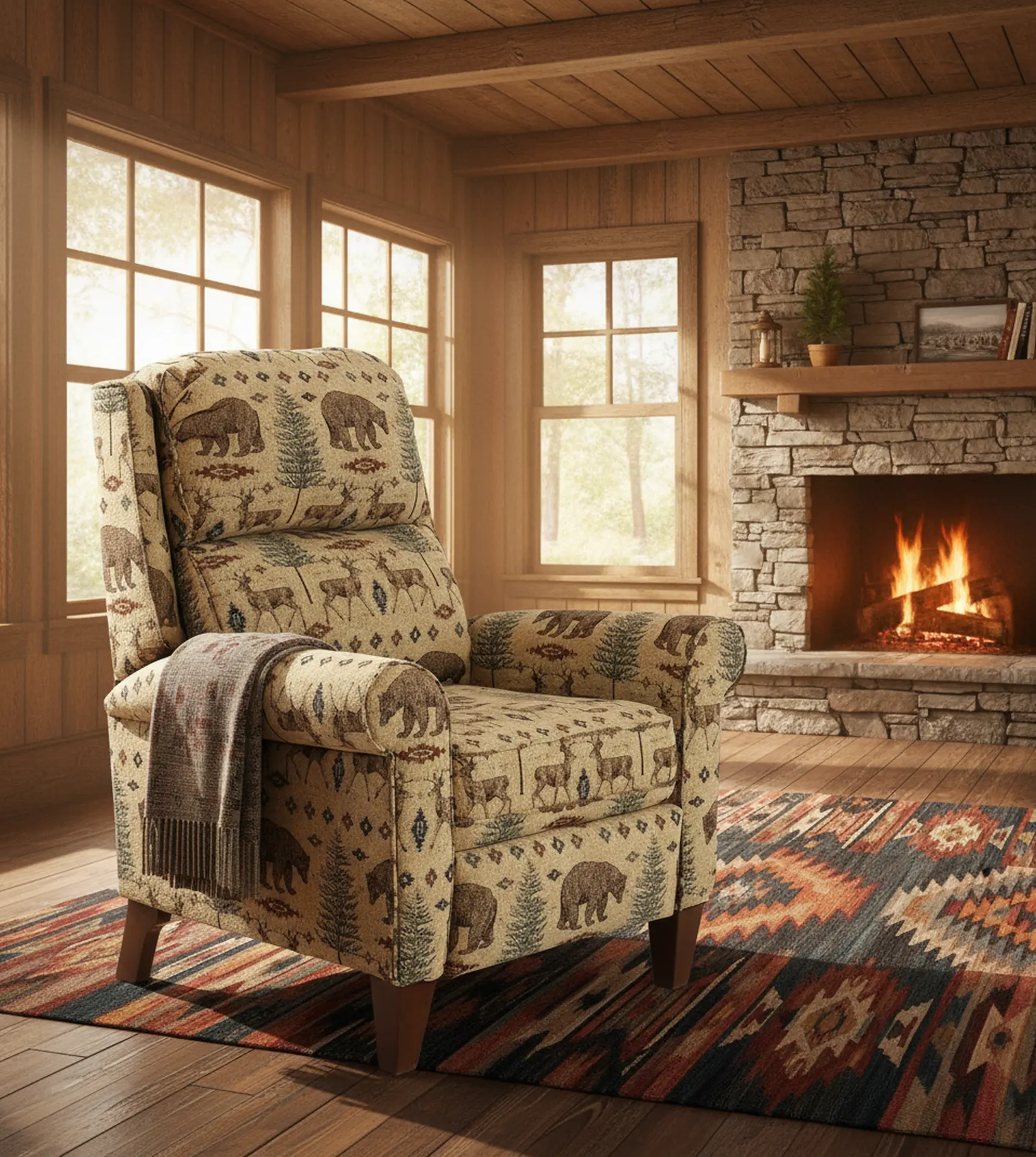 Kenzie Brown Wilderness Push Back Recliner-10