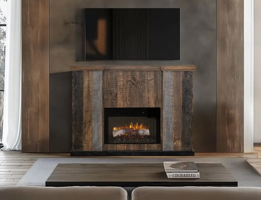 Loft Rustic Brown Fireplace Mantle-2