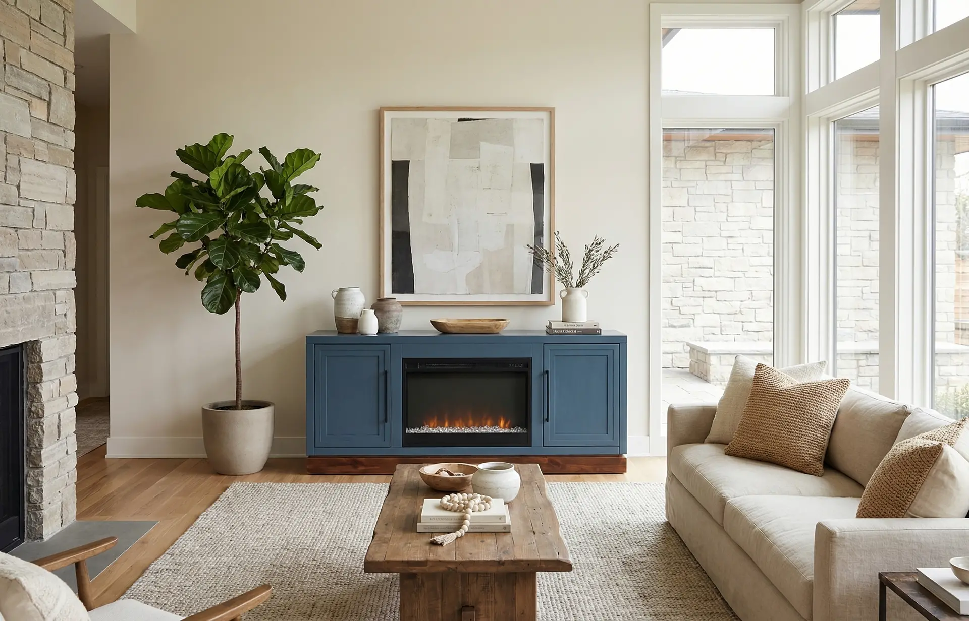 Nora Blue 64 Fireplace Console-2