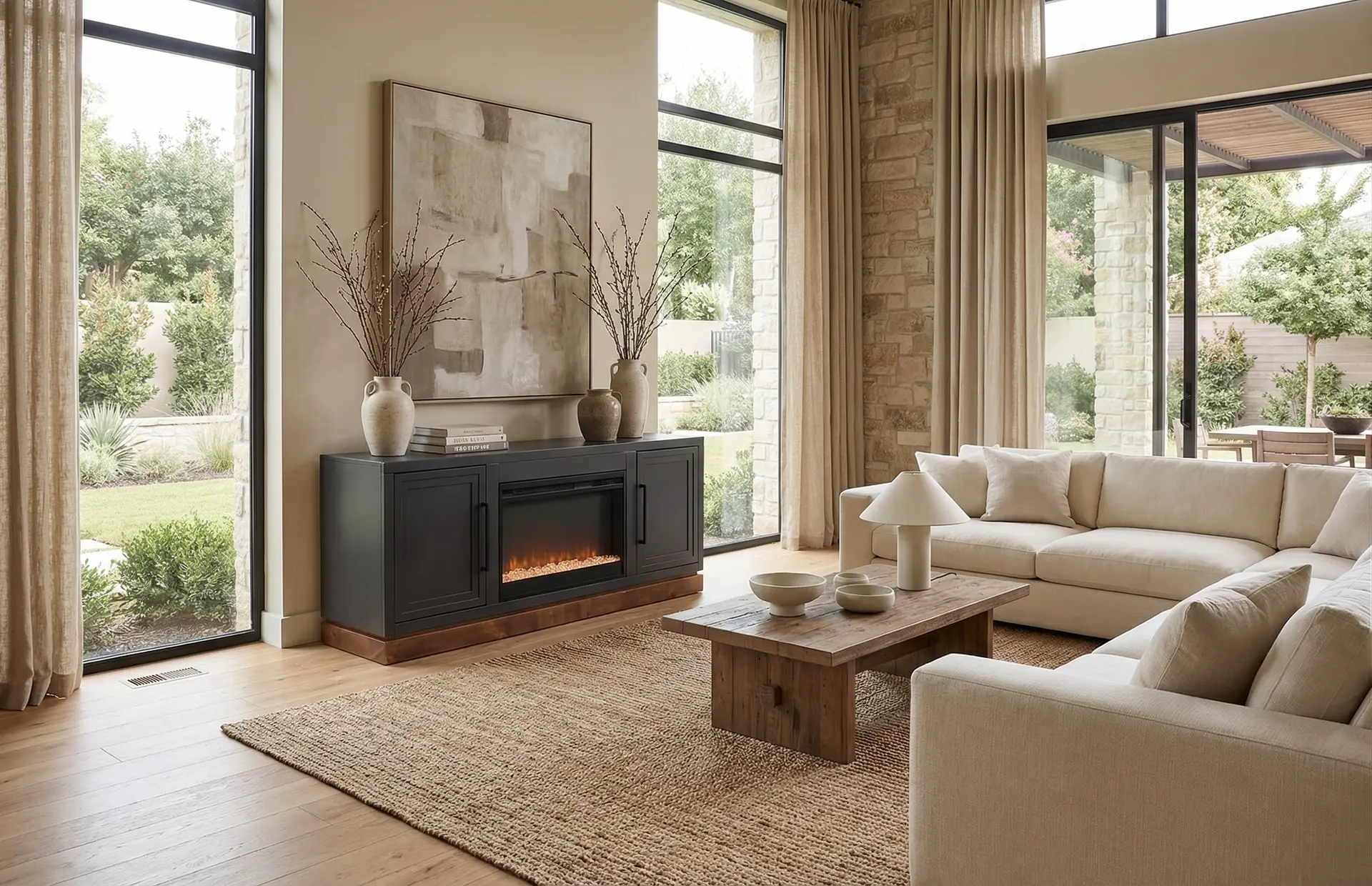 Nora Black 64 Fireplace Console-2
