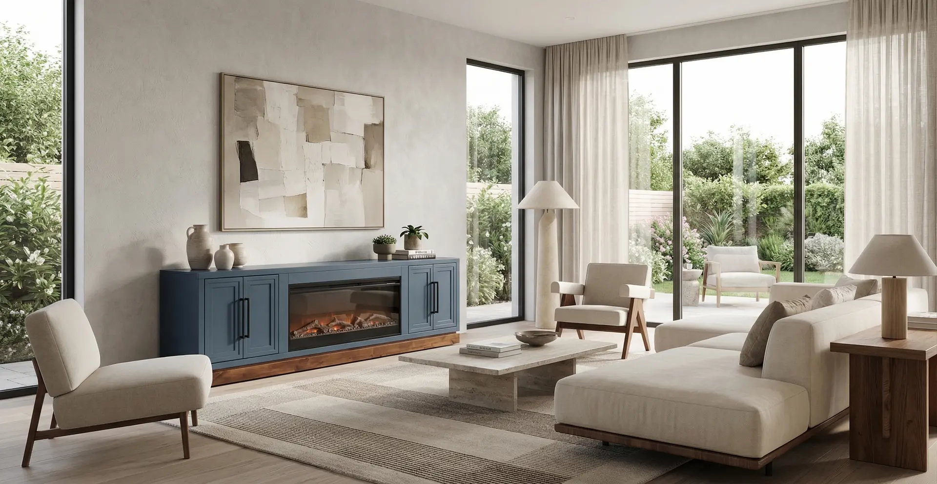 Nora Blue 94 Fireplace Console-2