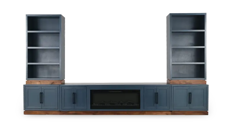 Nora Blue 5 Piece Fireplace Entertainment Center