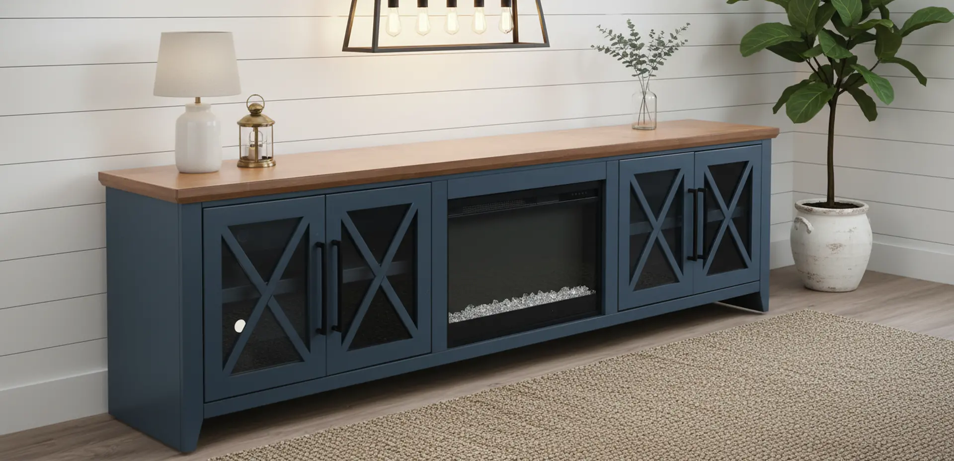 Ithaca Denim Blue 96 Fireplace-2