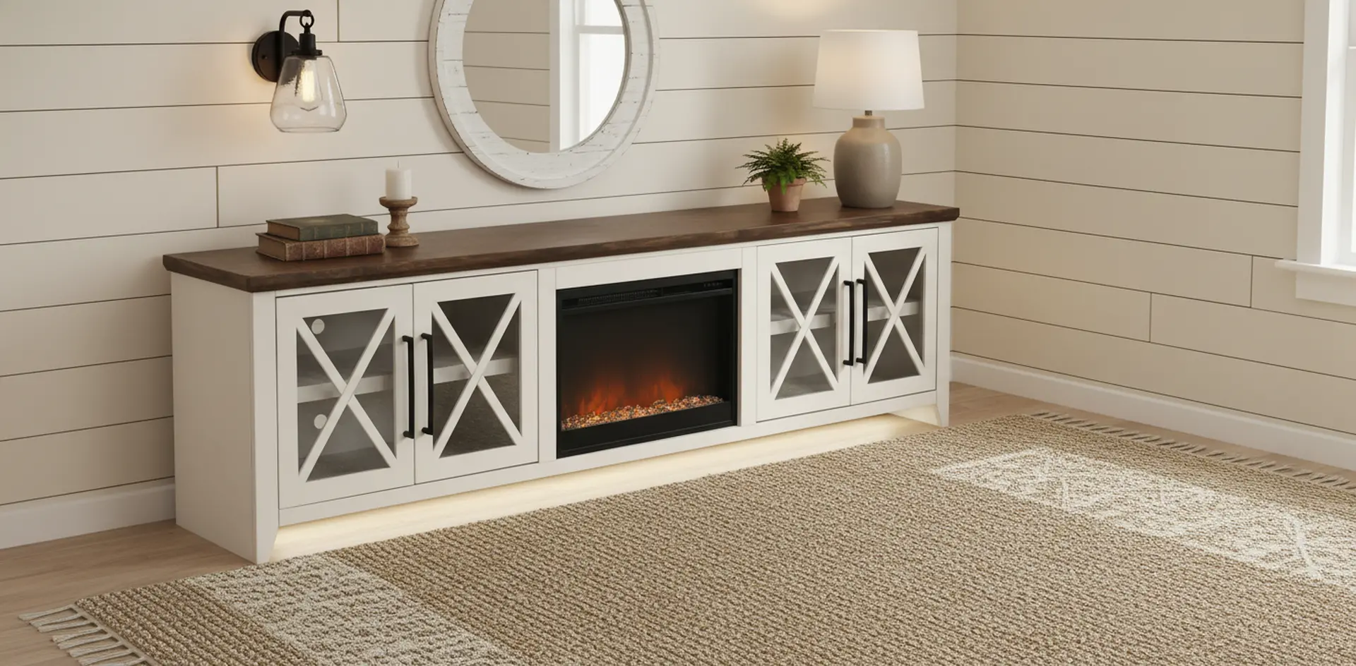 Ithaca White 96 Fireplace-12