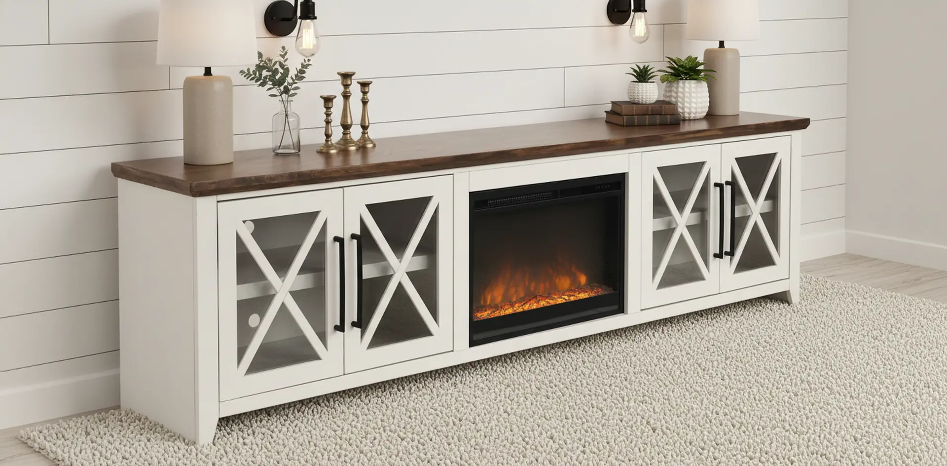 Ithaca White 96 Fireplace-2