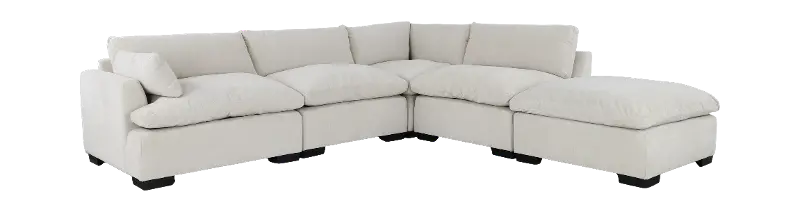 Tuscany Soft Beige Left-Arm Facing Sectional with Ottoman
