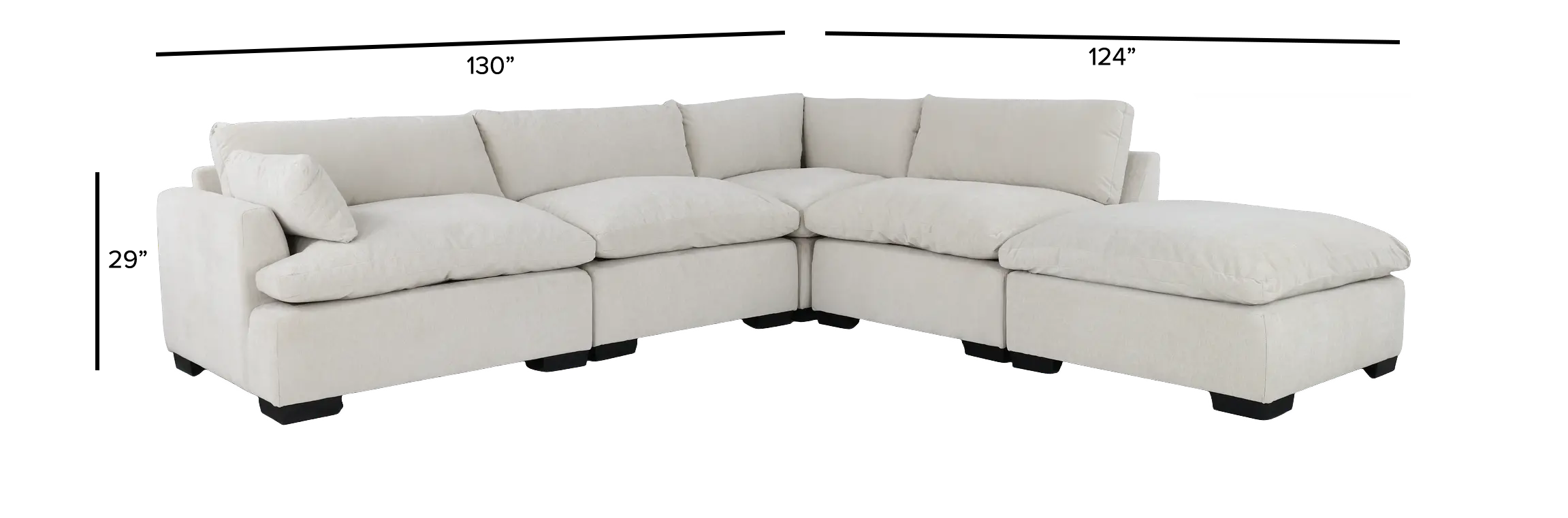 5PC/TUSCANY/PUTTY/OPT.2 Tuscany Soft Beige Left-Arm Facing Sectional with Ottoman-3