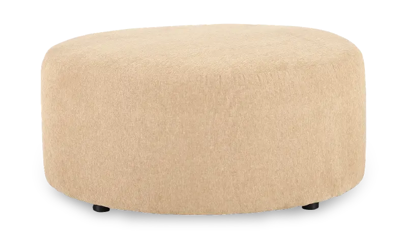 Camero Beige Round Accent Ottoman