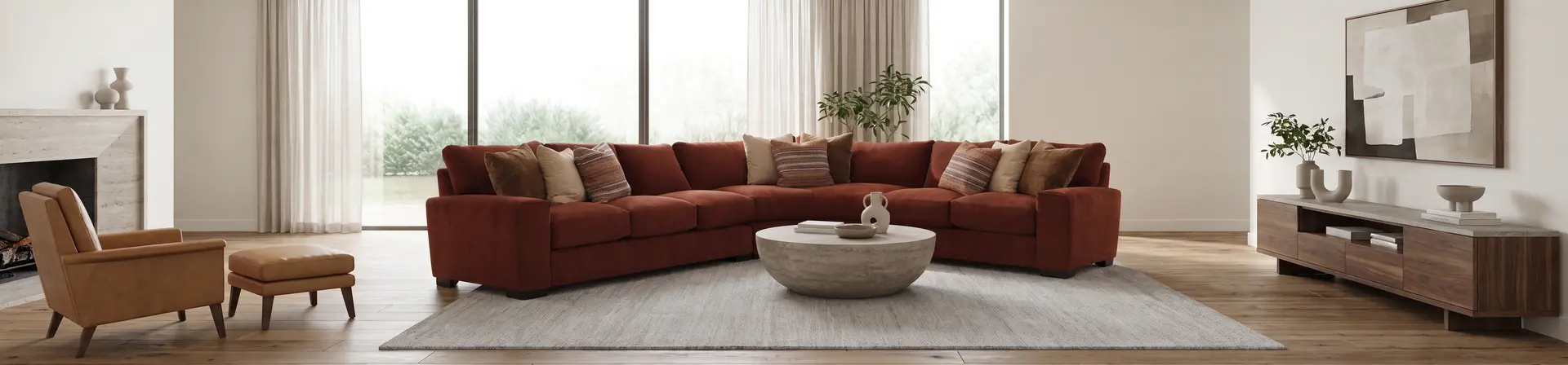 3PC/BALBOA/RUST/OPT.1 Balboa Rust Red 3-Piece Left-Facing Sectional-4