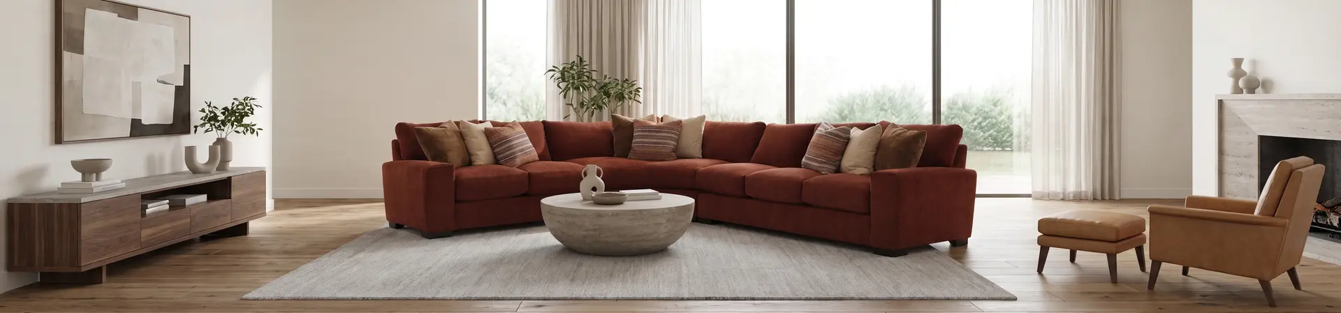 3PC/BALBOA/RUST/OPT.2 Balboa Rust Red 3-Piece Right-Facing Sectional-2