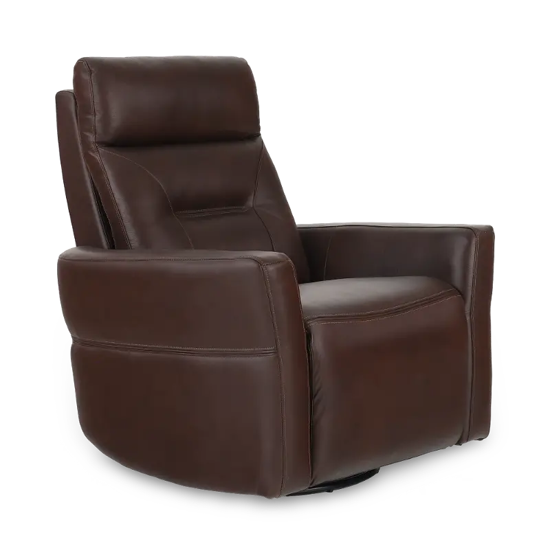 Remington Auburn Brown Leather Swivel Glider Power Recliner
