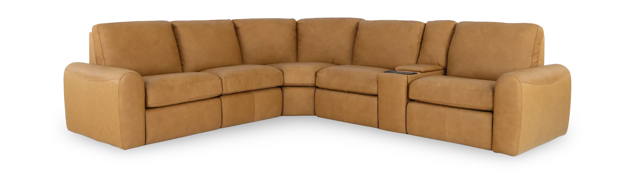 Sonny Camel Brown Leather 6-Piece Power Reclining Sectional-1