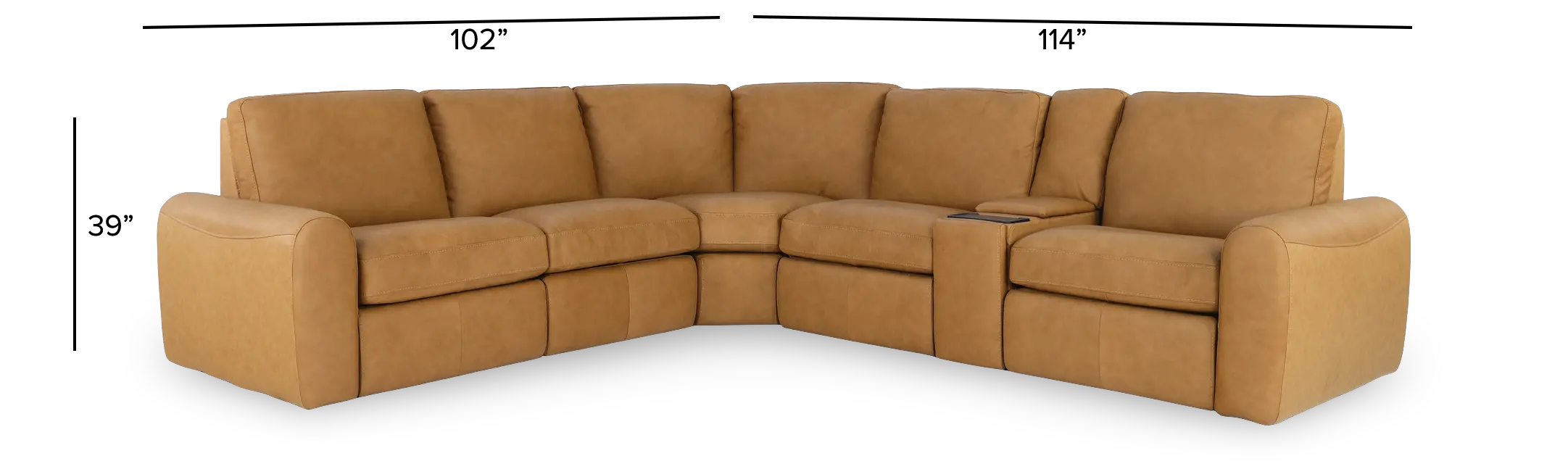 Sonny Camel Brown Leather 6-Piece Power Reclining Sectional-3