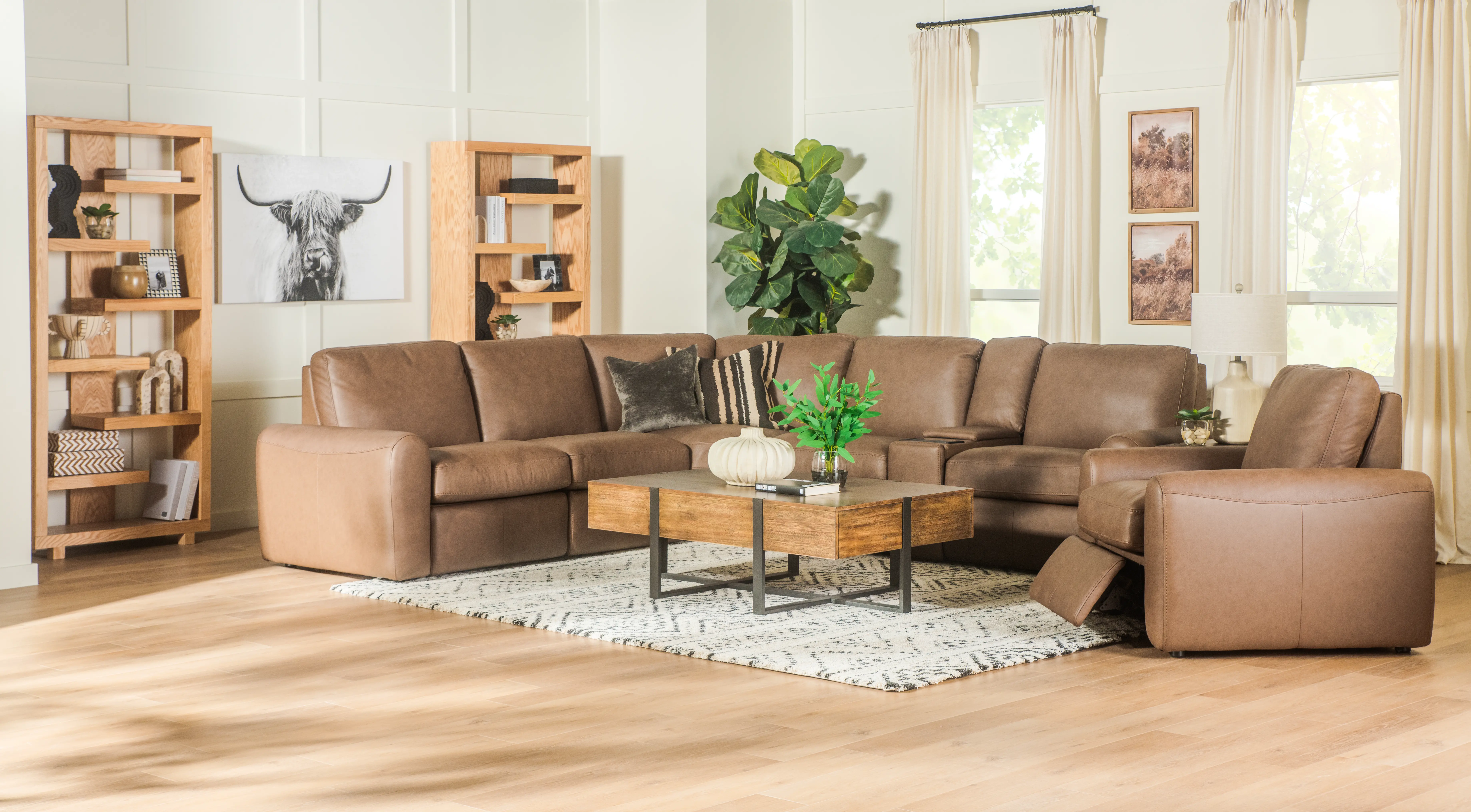 Sonny Havana Leather 6-Piece Power Reclining Sectional-2