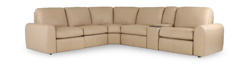 Sonny Fawn Tan Leather 6-Piece Power Reclining Sectional