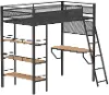 Campus Black Metal Twin Loft Bed with Built‑In Workstation