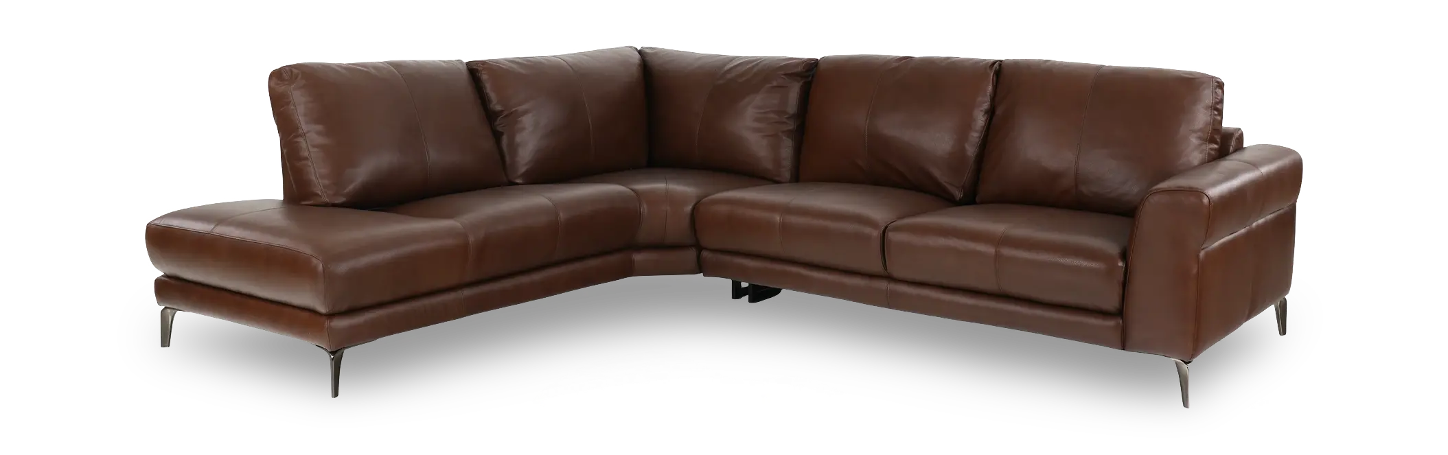 Marcelle Tobacco Brown Leather 2-Piece Left-Facing Sectional with Chaise-1