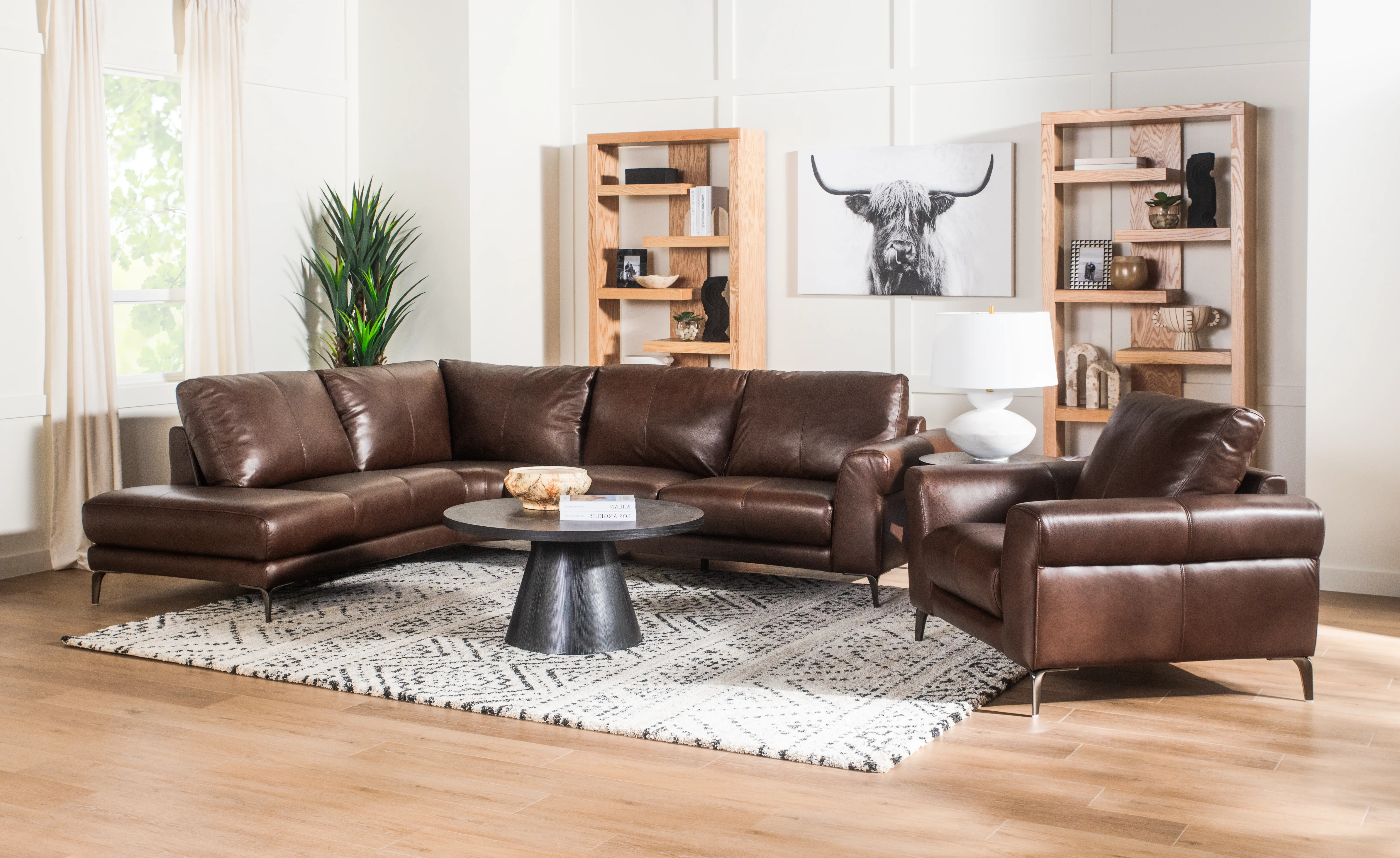 Marcelle Tobacco Brown Leather 2-Piece Left-Facing Sectional with Chaise-2