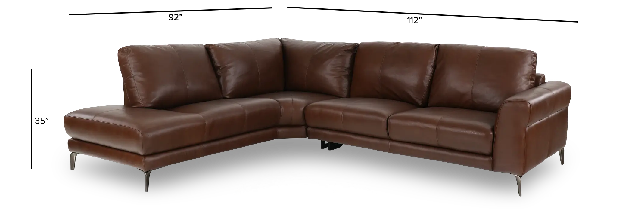 Marcelle Tobacco Brown Leather 2-Piece Left-Facing Sectional with Chaise-3