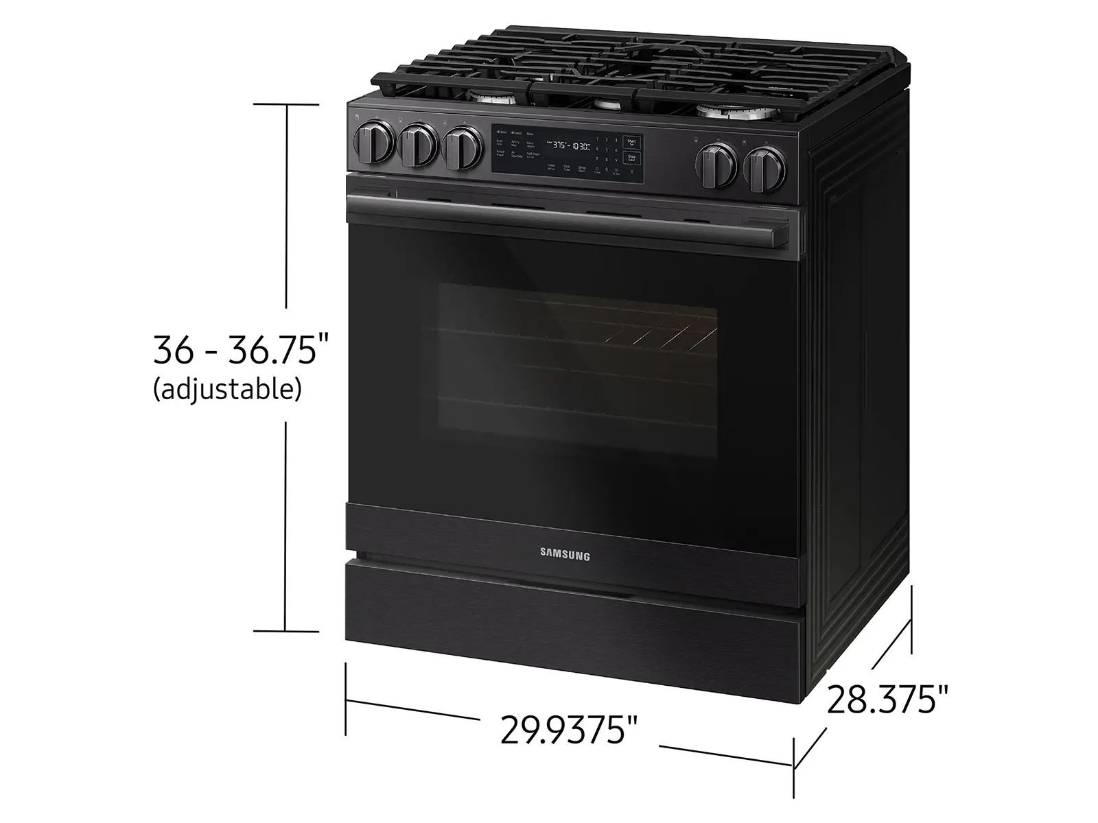 Samsung Bespoke 6.0 Cu Ft Smart Single Oven Gas Range - Matte Black Steel-3