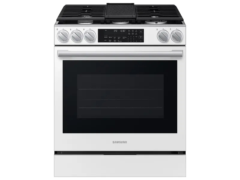 Samsung Bespoke 6.0 Cu Ft Smart Single Oven Gas Range - White Glass
