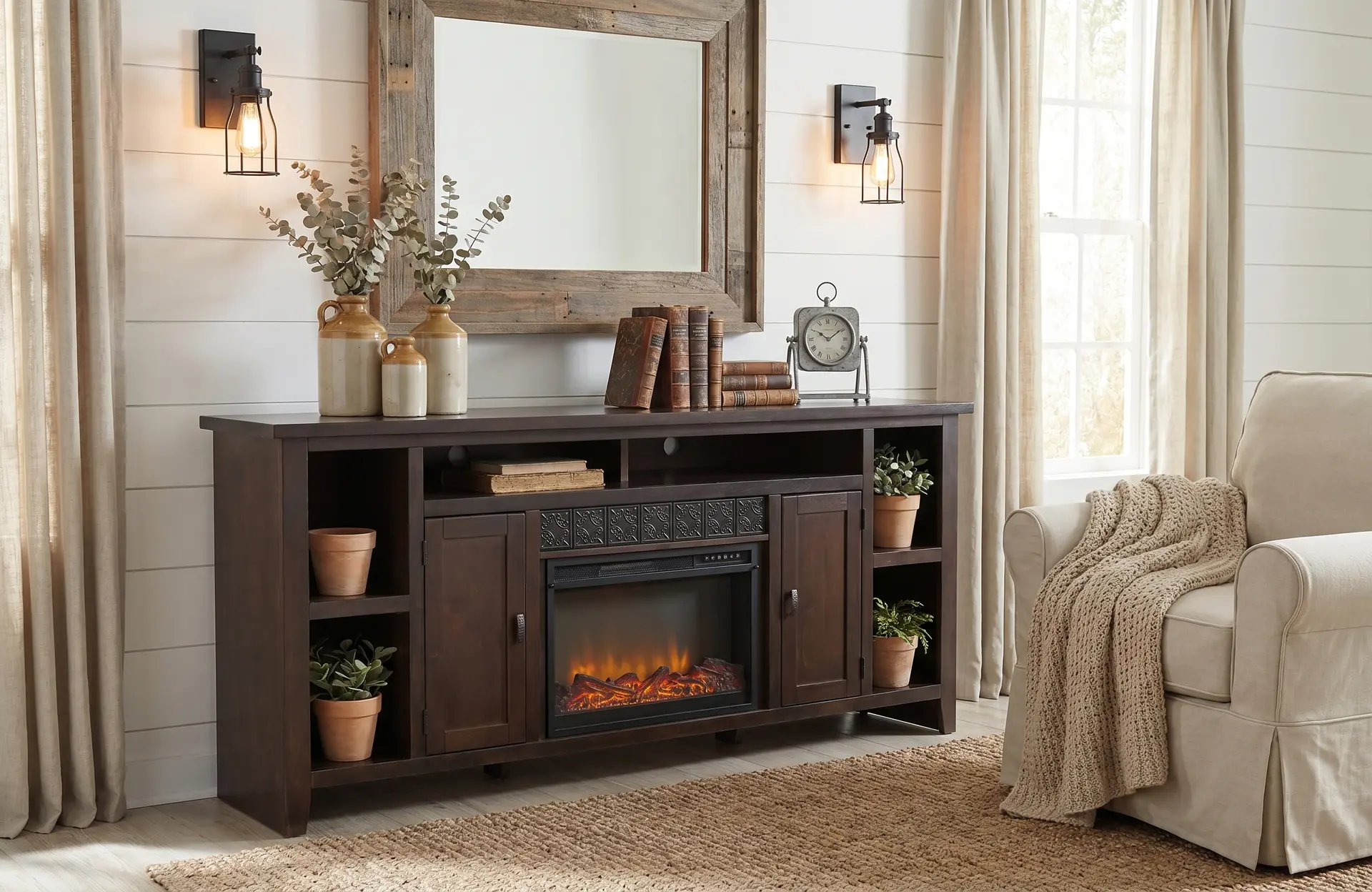AG Brown 84 Fireplace Console-2