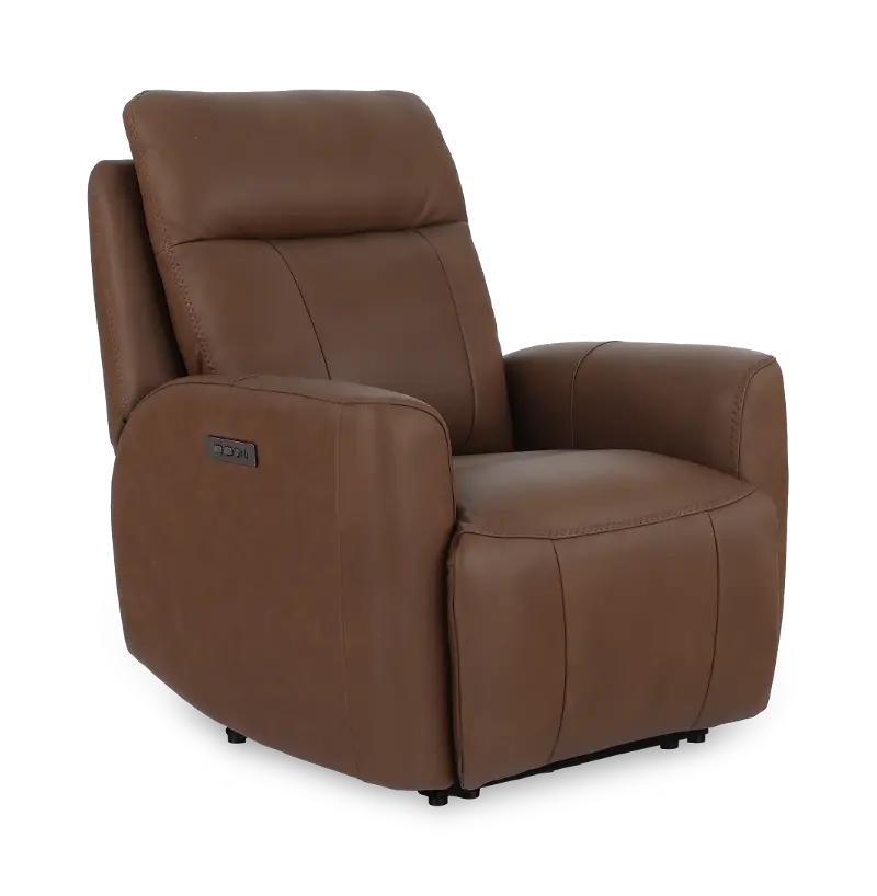 Porto Walnut Brown Leather Power Recliner