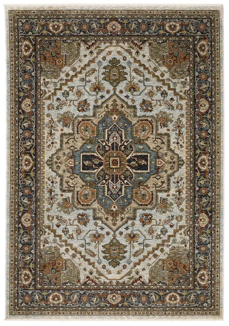 Aberdeen 10 x 12 Ivory and Blue Area Rug
