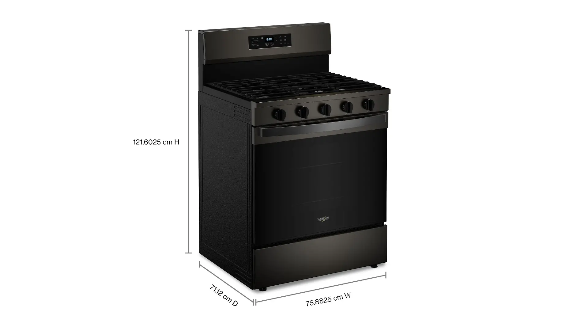 WFGS5030RV Whirlpool 5.0 Cu Ft Single Oven Gas Range - Black Stainless Steel-3