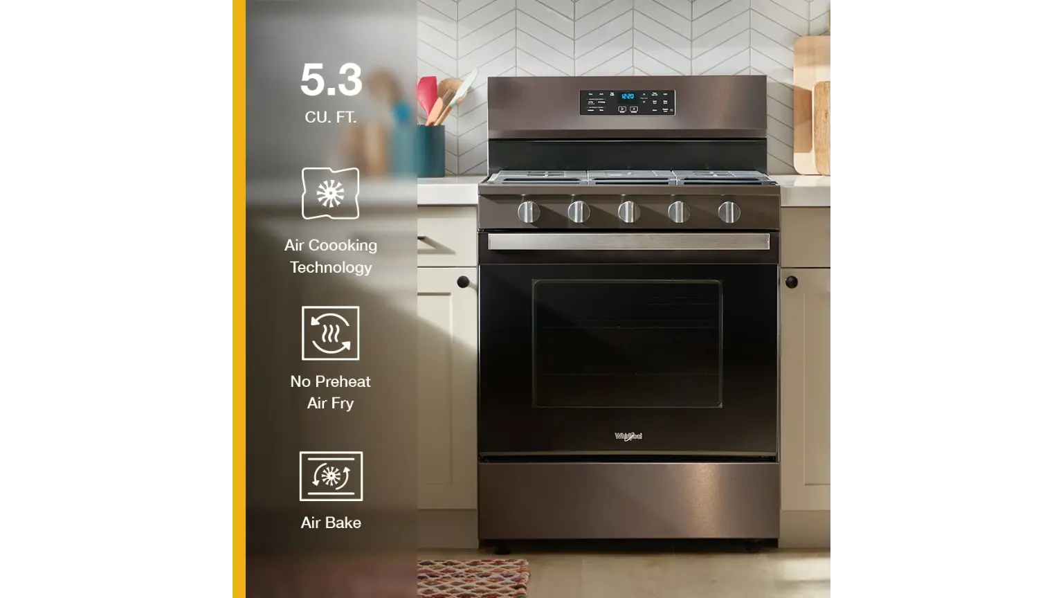 WFGS5030RV Whirlpool 5.0 Cu Ft Single Oven Gas Range - Black Stainless Steel-5