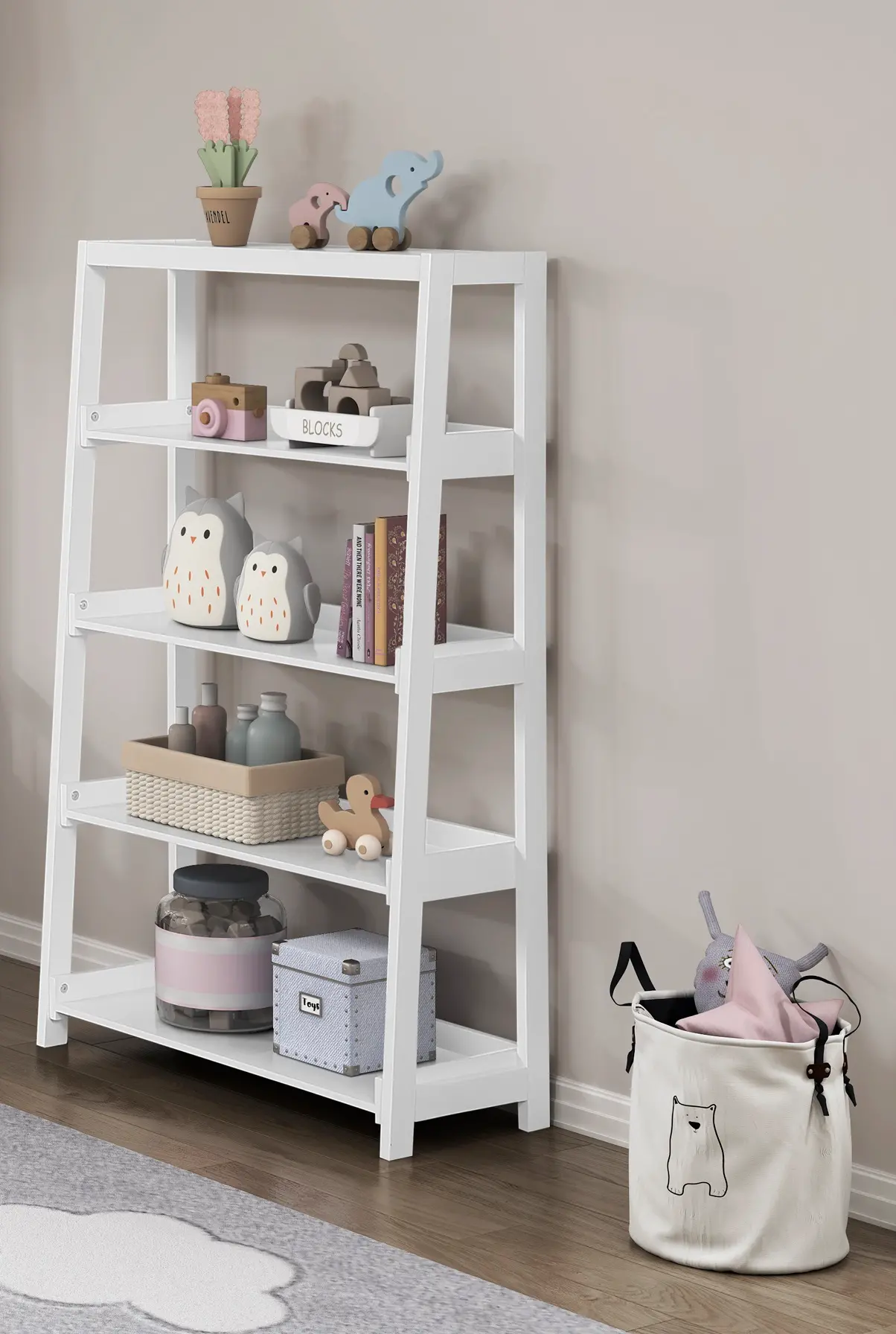 Skylar White 5-Shelf Bookcase-1