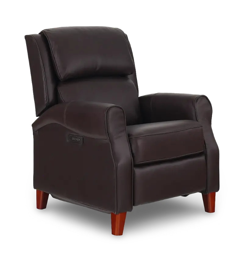 Wesley Café Dark Brown Leather High Leg Power Recliner