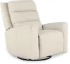 Owen Pebble White Leather Power Swivel Glider Recliner