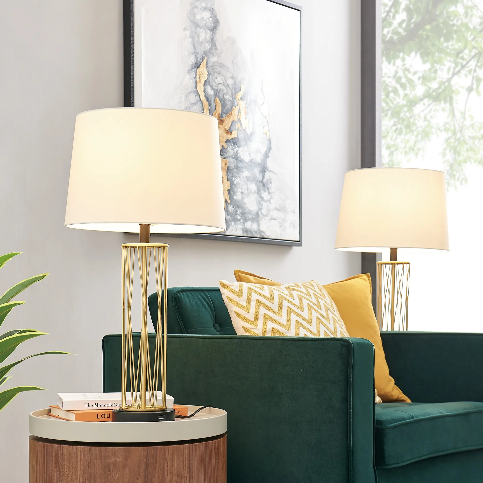 28.5 Gold with Black Base Table Lamp-2